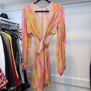 Zara Pink and Orange Patterned Dress